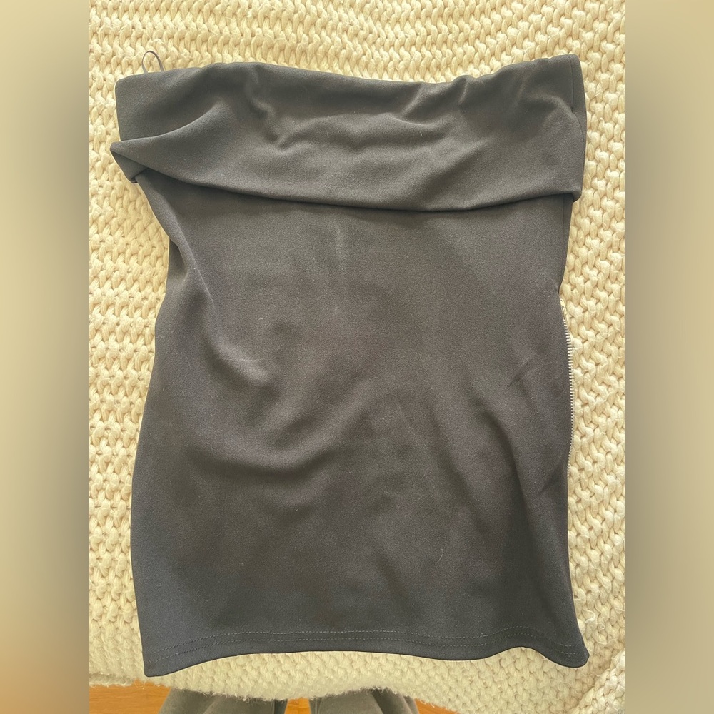 Zara black tube top with zippers on side
